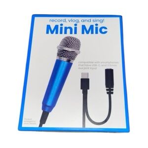 Mini Blue Mic Vlog/ Record/ Sing/ Comp W/Smartphone USB-C Port 3.5mm New In Box